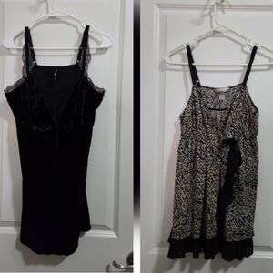 2 For $13 Torrid Black Lace & Velvet Babydoll & Cachique Leopard Print Lingerie